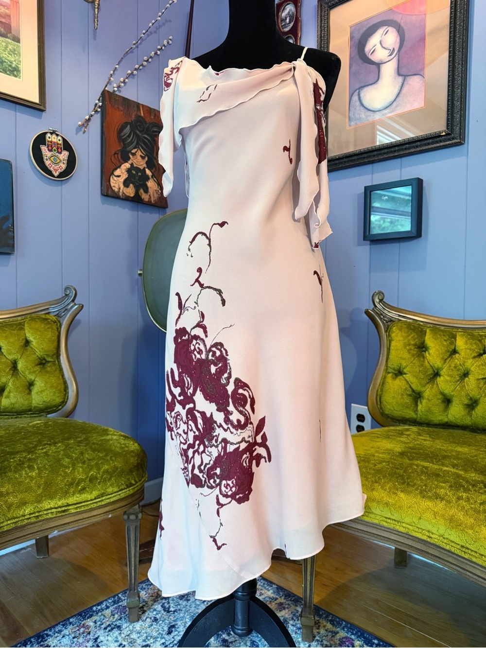 NWT Y2K New York & Company Asymmetrical Floral Flutter Fairy Coquette Girl Dress
